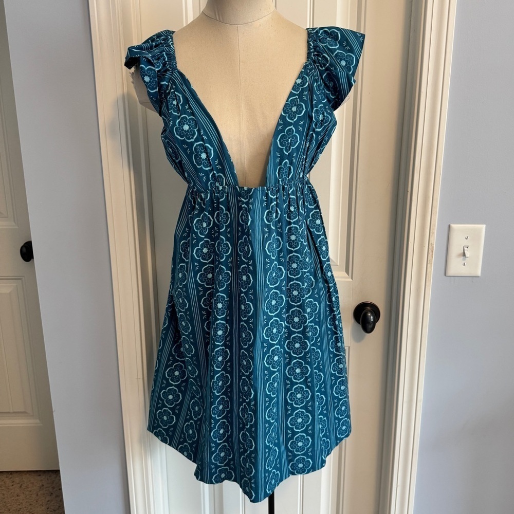 NEW Marigold XS Blue Floral Everlee Dress Mini Sundress ~ Retro Vibes Beach